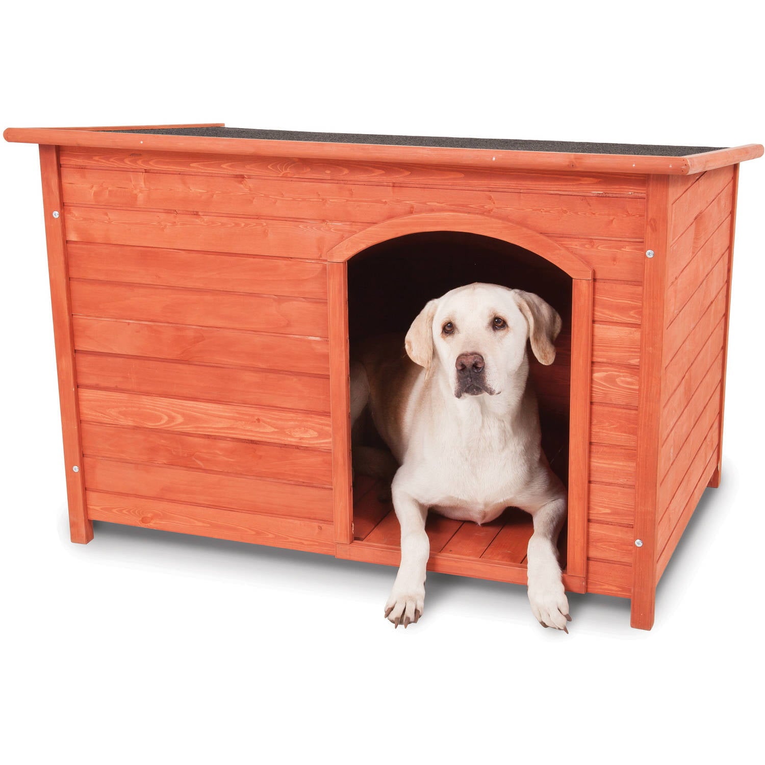 Doskocil Flat Wood Dog House for Medium Dogs， 50-90 lbs