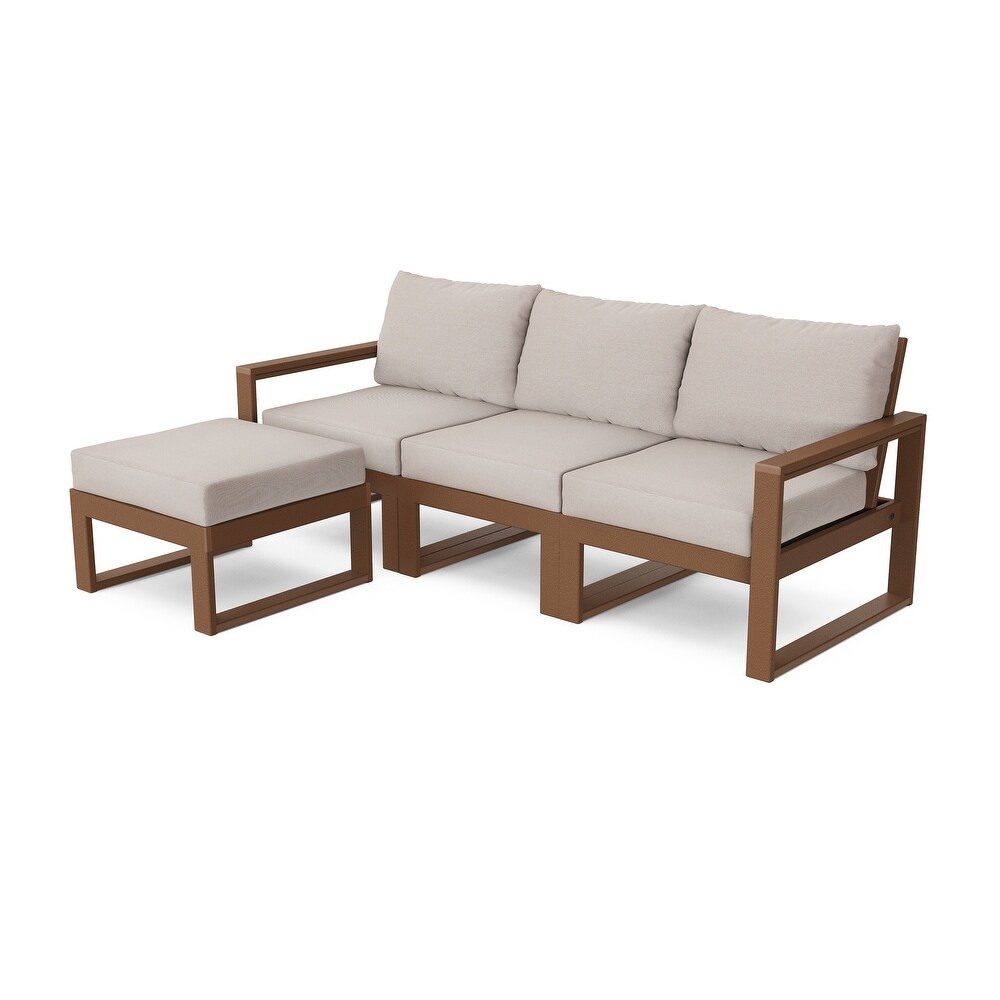 POLYWOOD EDGE 4 Piece Modular Deep Seating Set with Ottoman