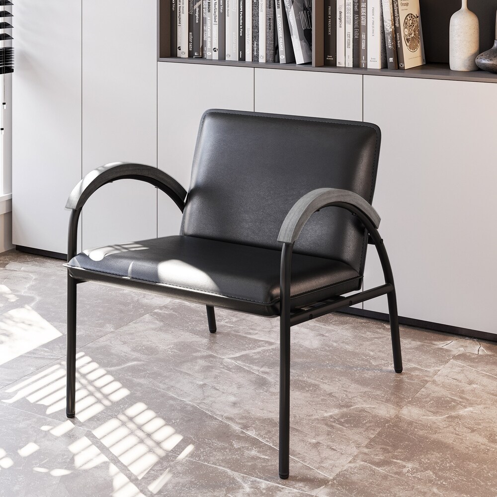 BELLEZE Apex Faux Leather Accent Chair w/ Unique Curved Design