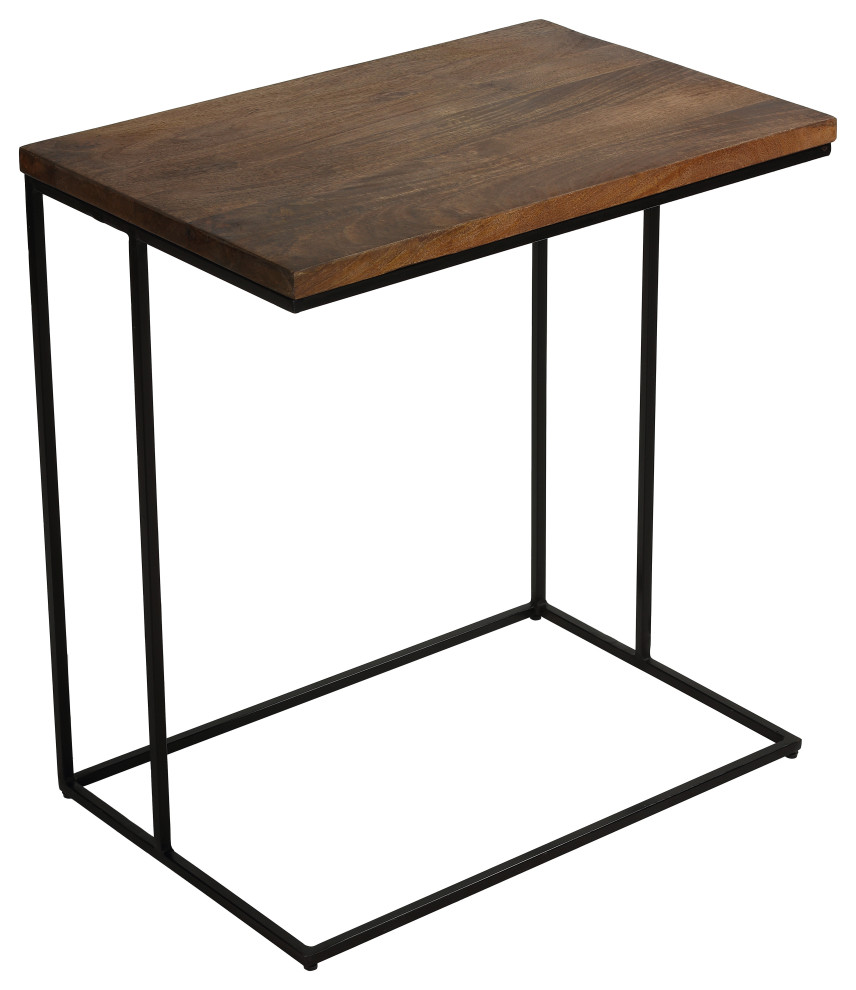 Bare Decor Beaufort Accent C Table  Black Metal/Mango Wood Top  16x24x26   Industrial   Side Tables And End Tables   by CozyStreet  Houzz