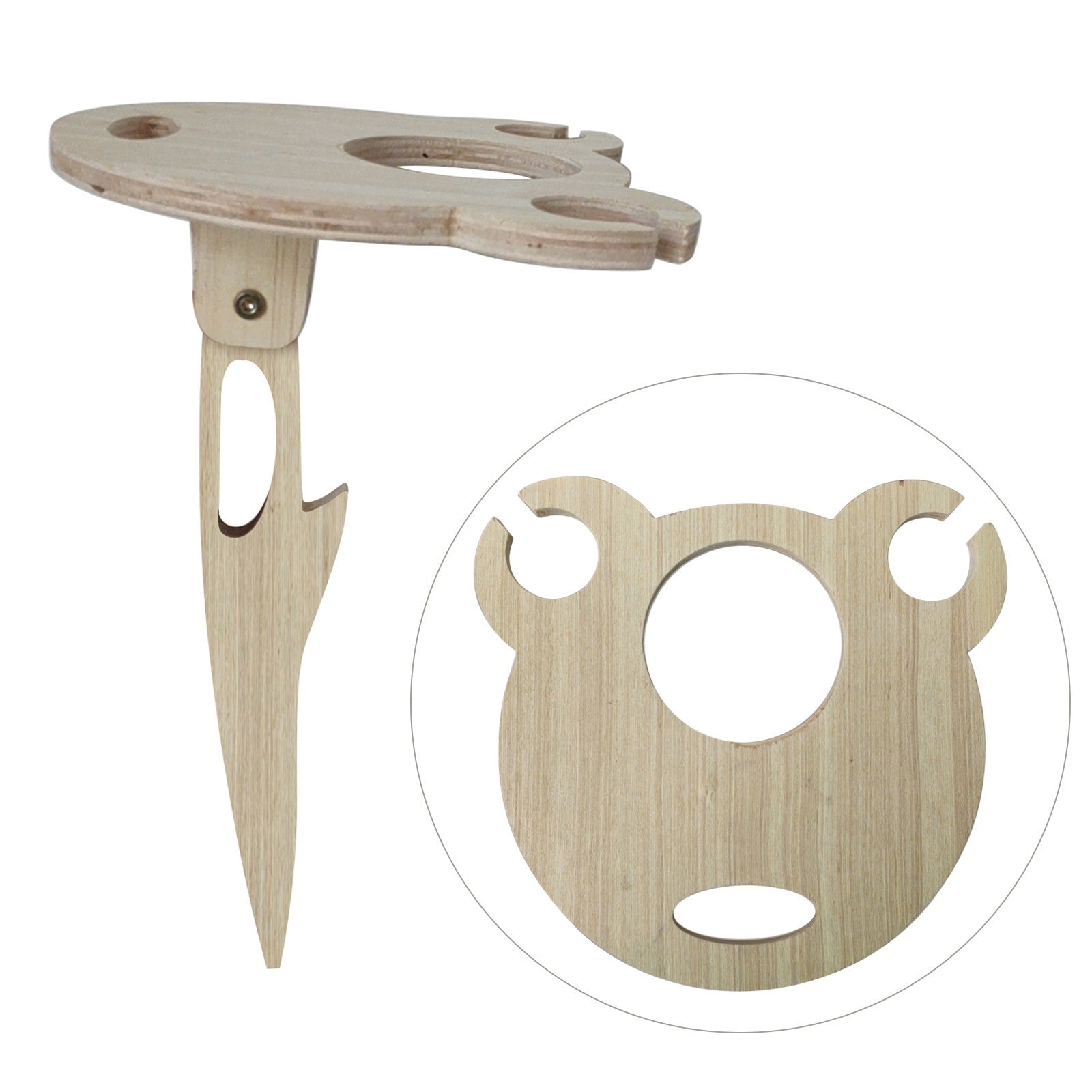 Folzery Wine Holder Wooden Table Outdoor Beer And Wine Table Round Portable Wine Table