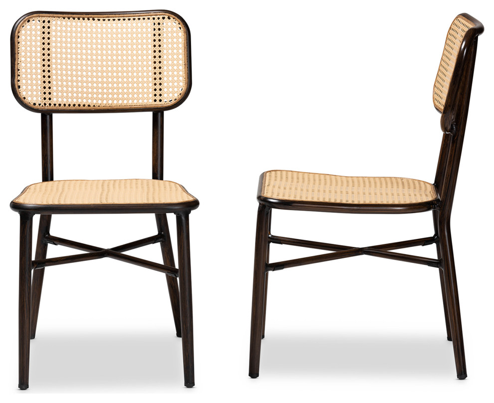 Lowenna Outdoor Dining Chair  Dark Brown/Natural Brown  Set of 2   Tropical   Outdoor Dining Chairs   by Baxton Studio  Houzz