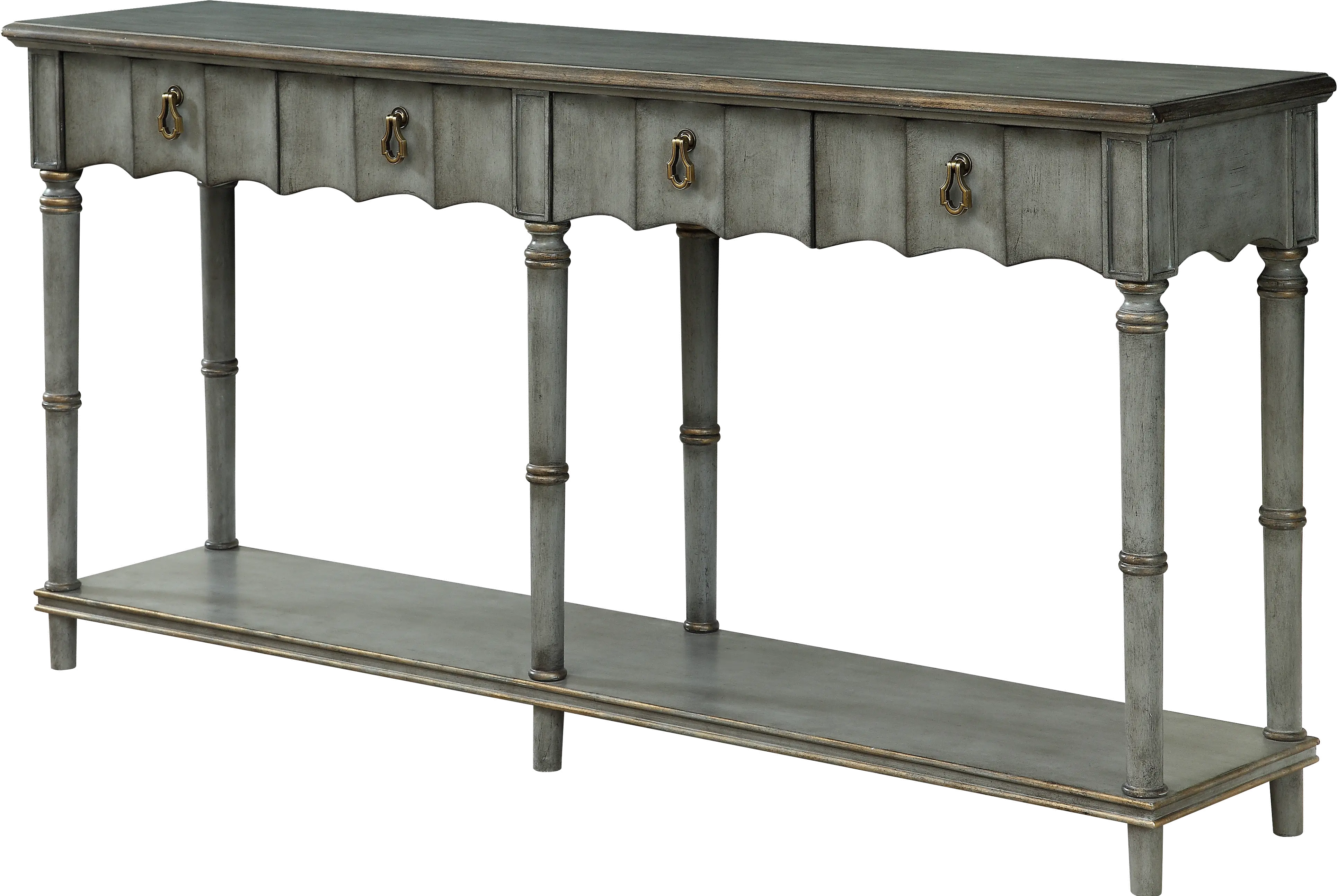 Gray Four Drawer Console Table