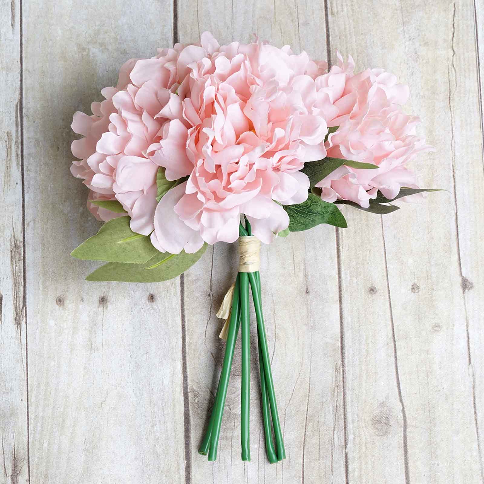 Pink Real Touch Artificial Silk Peonies Flower Bouquet 11