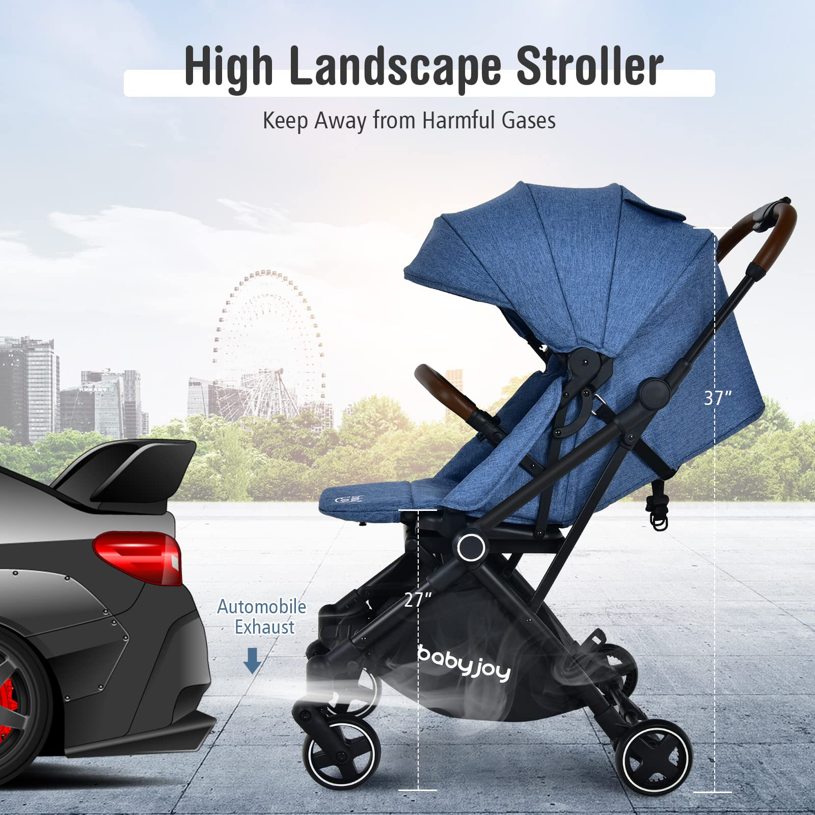 BABY JOY Baby Stroller, Foldable High Landscape Infant Carriage Newborn Pushchair with Reversible Seat