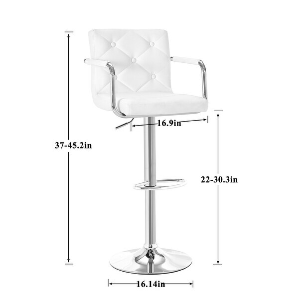 VECELO， Adjustable Swivel Modern Bar Stools (Set of 2/Set of 4) - Black， White