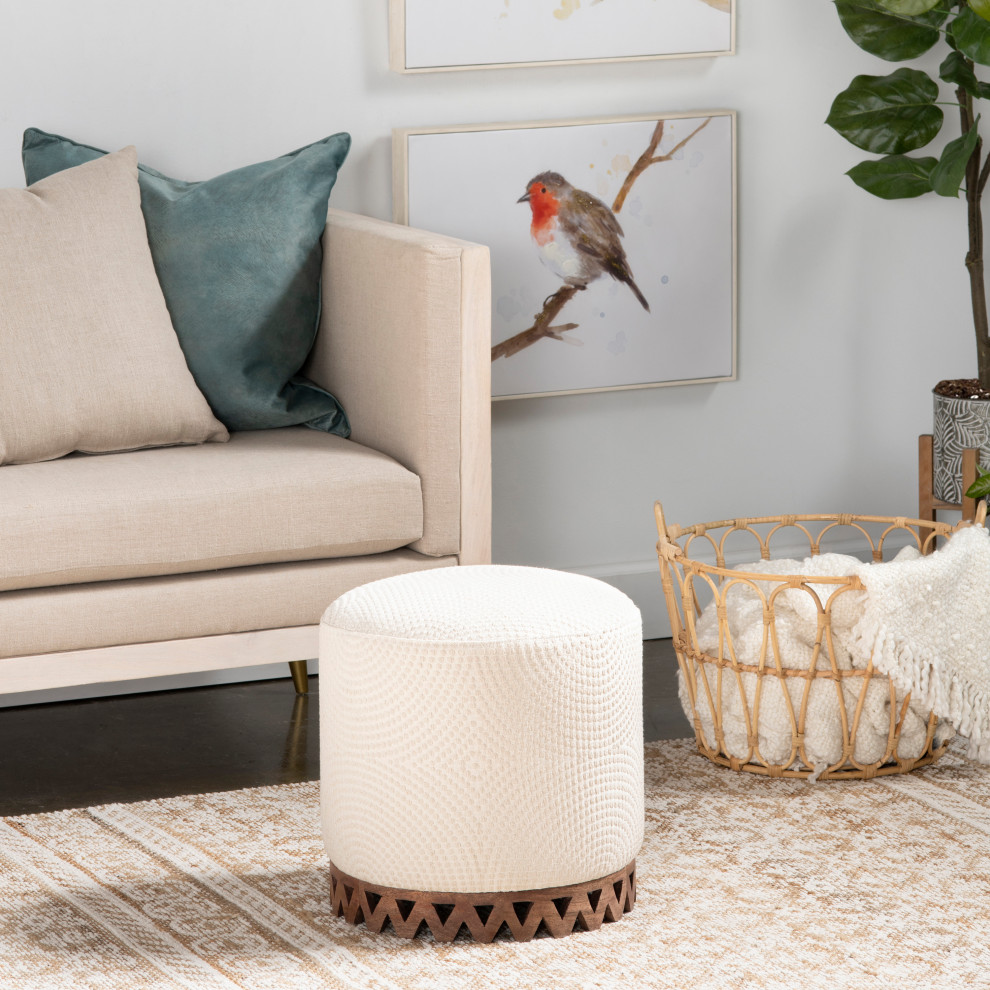 Ayah Cream Round Stool   Transitional   Footstools And Ottomans   by Crestview Collection  Houzz