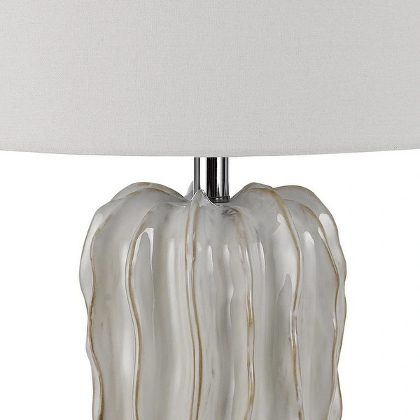 26 Inch Accent Table Lamp， Round Glass Base， White， Clear