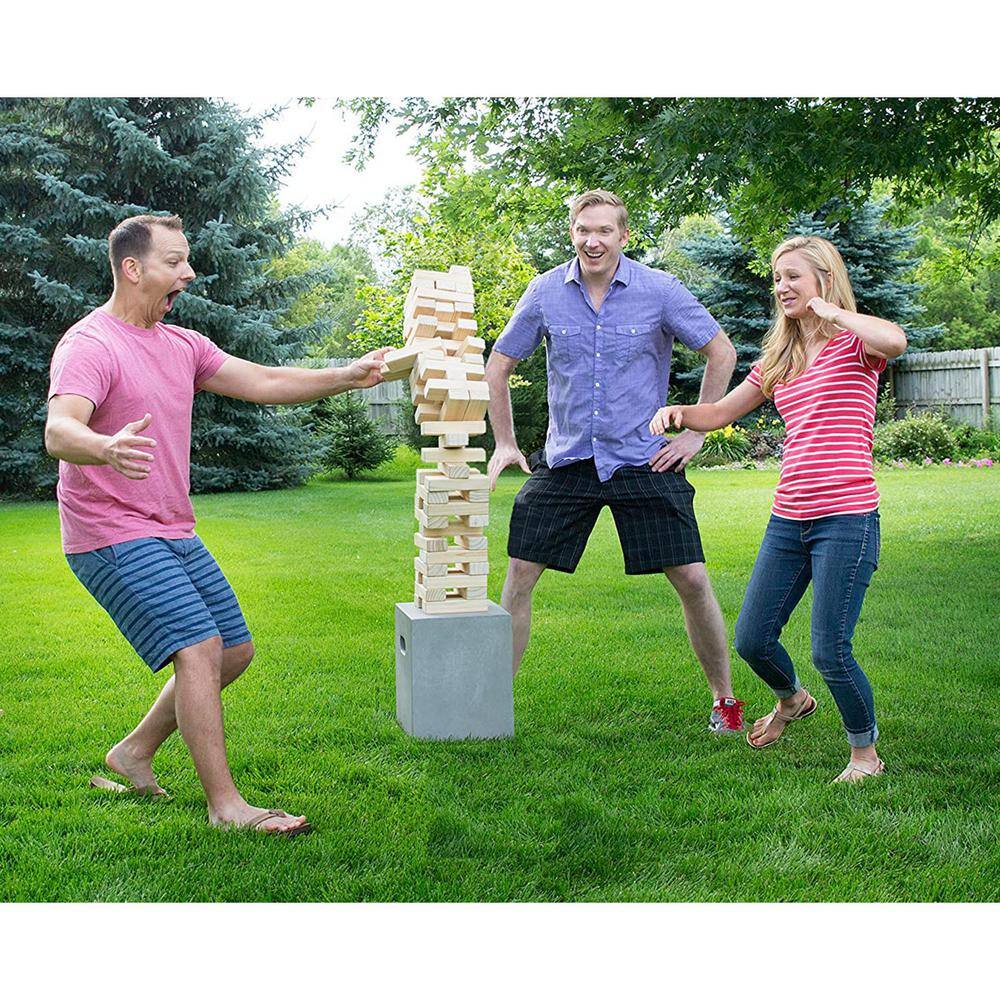 YARD GAMES Large Tumbling Timbers Wood Stacking Game with 56 Premium Pine Blocks TIMBERS-003