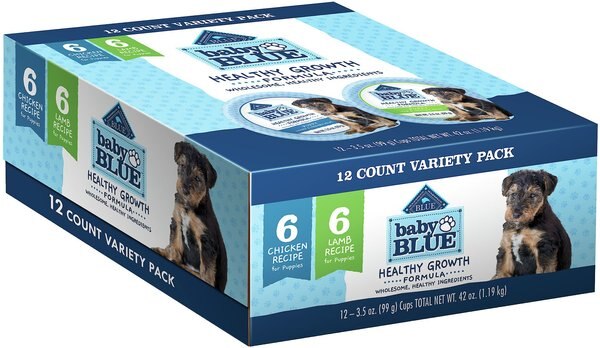 Blue Buffalo Baby Blue Natural Chicken， Lamb and Vegetable Recipe Variety Pack Puppy Wet Food， 3.5-oz cans， case of 12