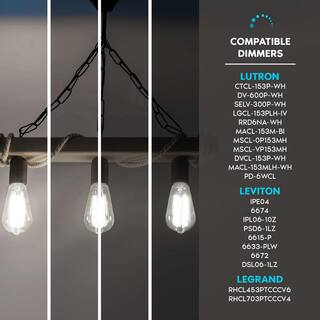 LUXRITE 75W Equivalent ST19 ST58 Dimmable Edison LED Light Bulbs 8-Watt 800 Lumens UL Listed 4000K Cool White E26 Base (4-Pack) LR21652-4PK