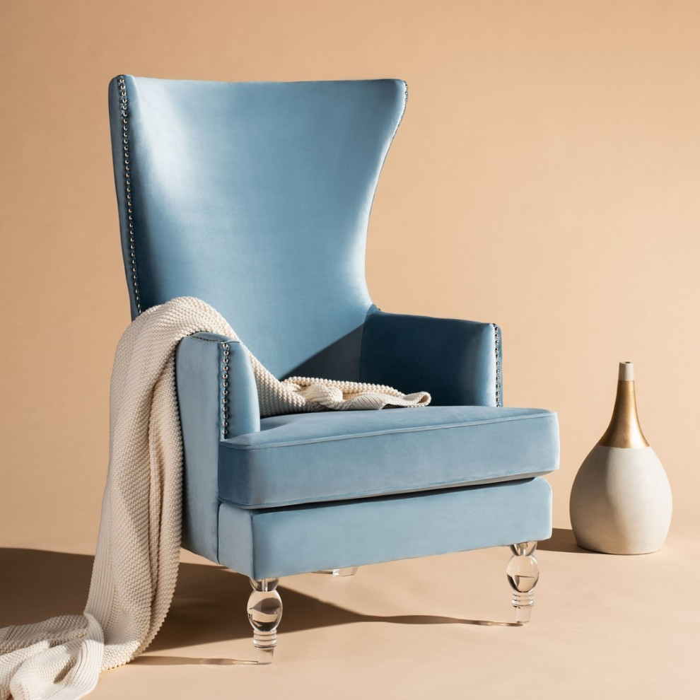 Maxine Modern Wingback Chair Light Blue   Traditional   Armchairs And Accent Chairs   by AED Luxury Home Decor  Houzz