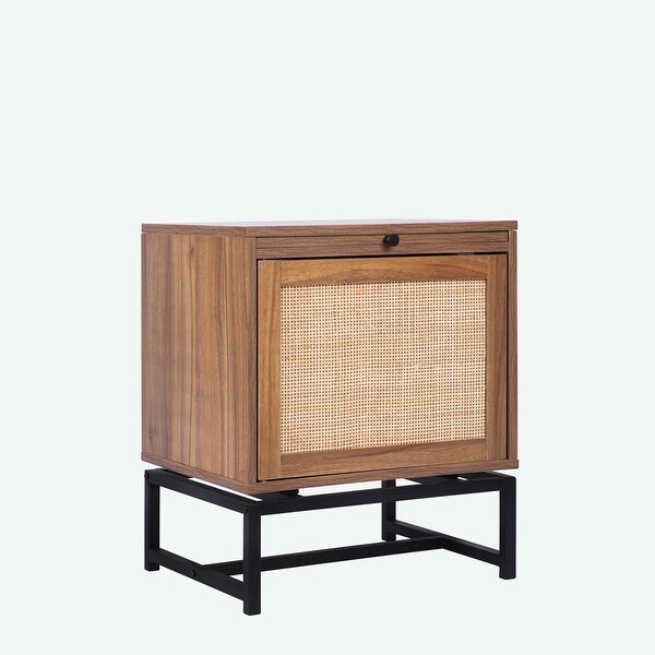 Natural Rattan Door Nightstand - - 37933444