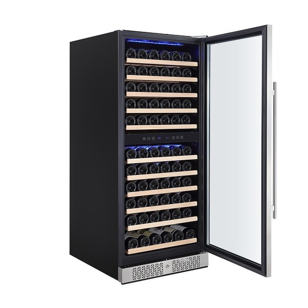 24 in. Dual Zone 116-Bottle Built-In Wine Cooler in Stainless Steel