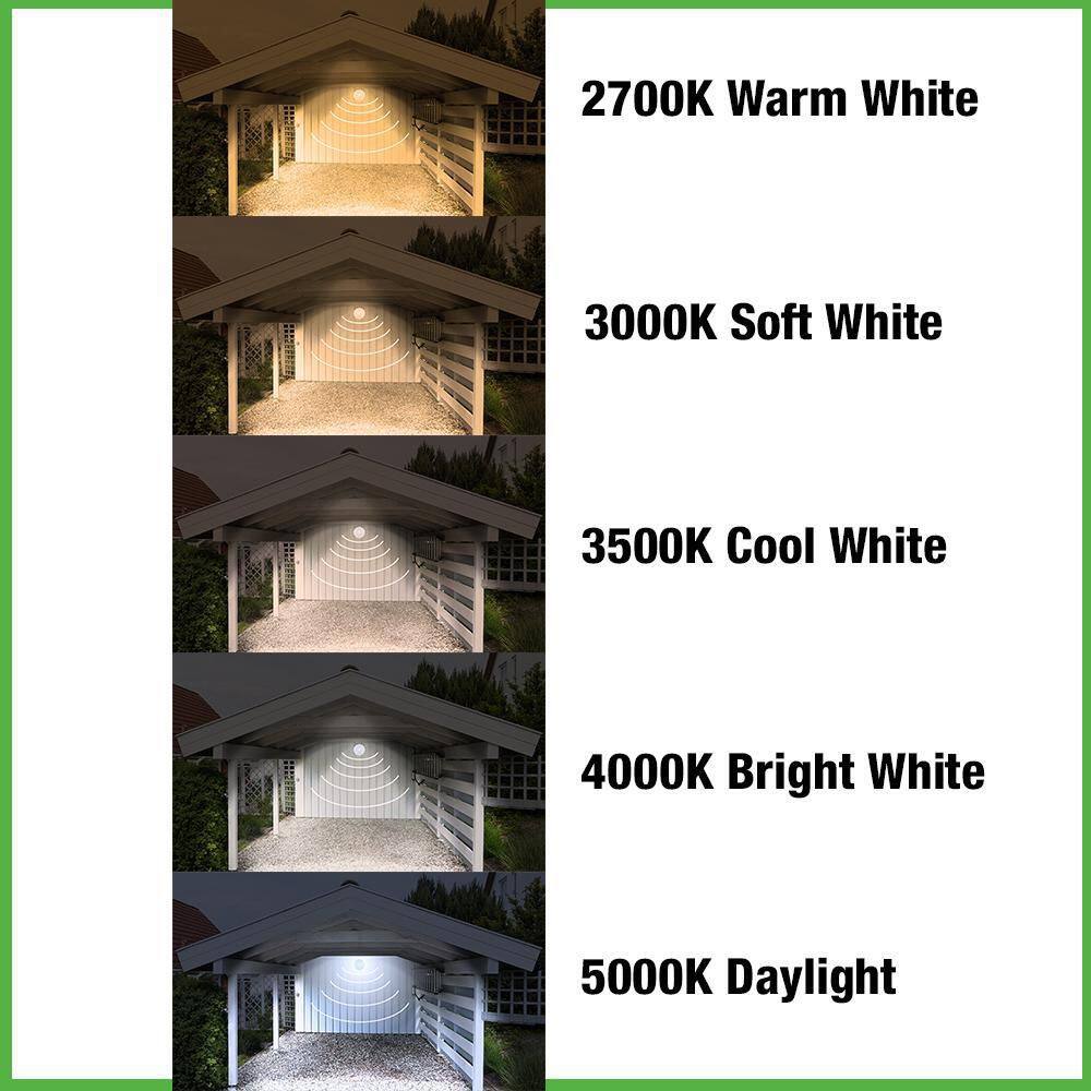 Hampton Bay 11 in. Round White Exterior Outdoor Motion Sensing LED Ceiling Light 830 Lumens 5 Color Temperature Options Wet Rated 564281040