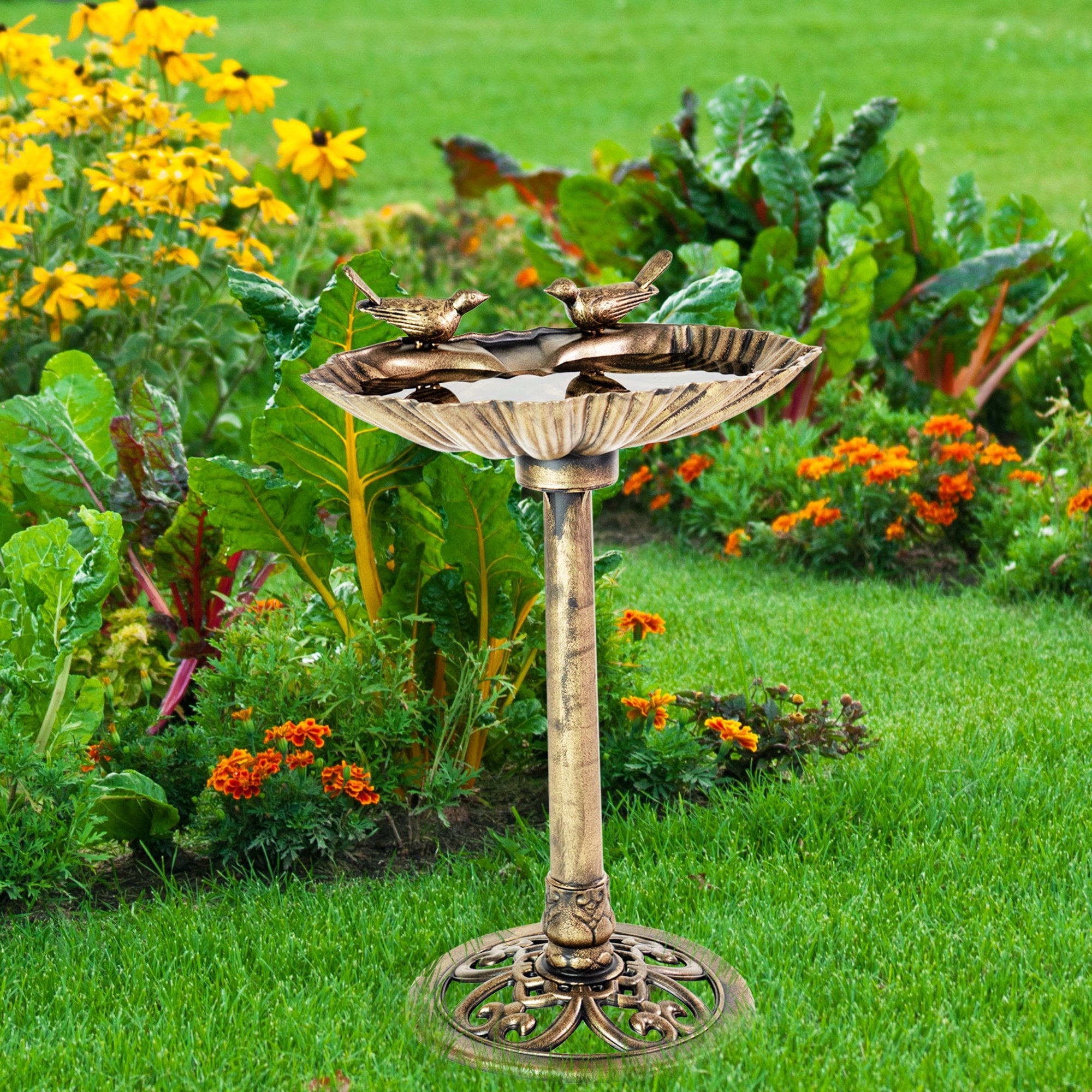 Patio Premier Sitting Pair Resin Bird bath Bronze