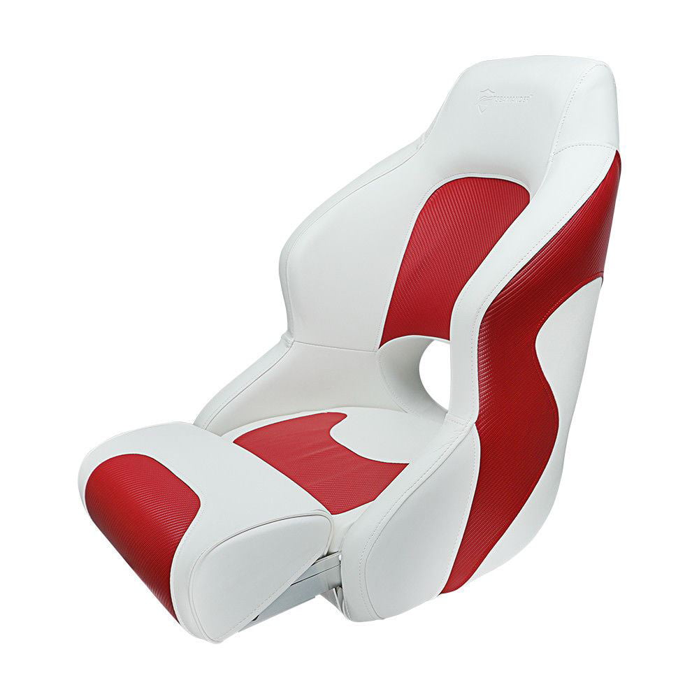 Seamander S1043 series Premier Pontoon Furniture Bucket Seat， Captain Seat， Colors White/Red