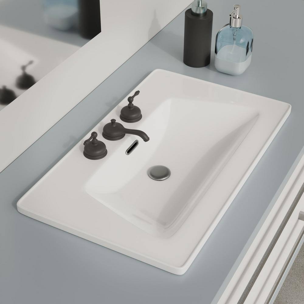 RENOVATORS SUPPLY MANUFACTURING Lydia 31-12 in. Square Drop-In Bathroom Sink in White with Overflow 41336