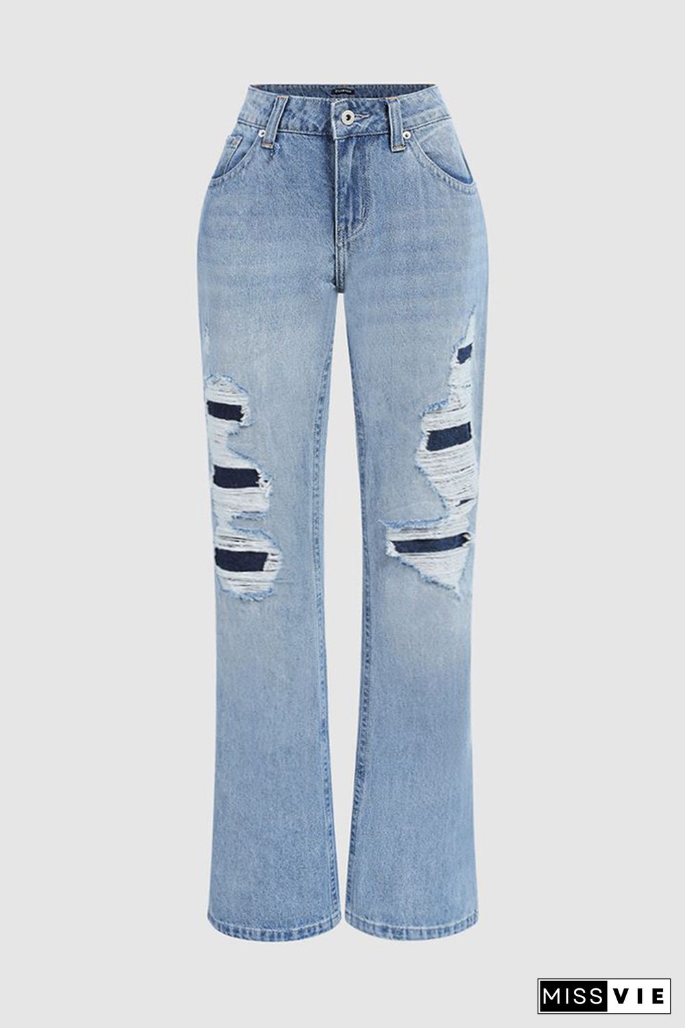 Ripped Low Rise Bootcut Jeans