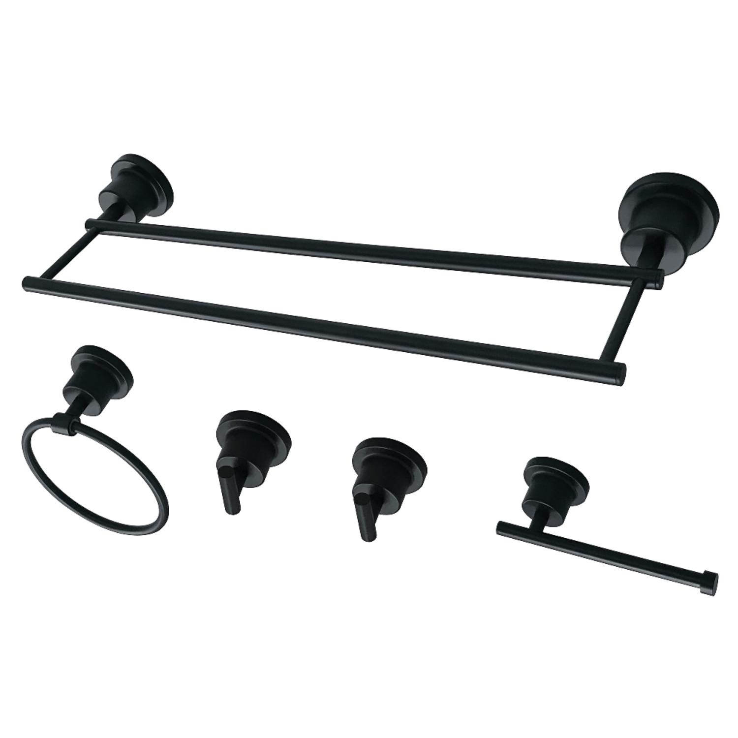 Kingston Brass BAH821318478MB Concord 5-Piece Bathroom Accessory Set， Matte Black