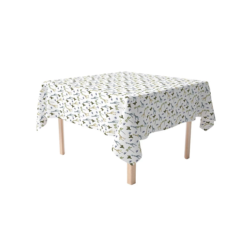 Square Tablecloth， 100% Polyester， 60x60， Giraffe Wild Life