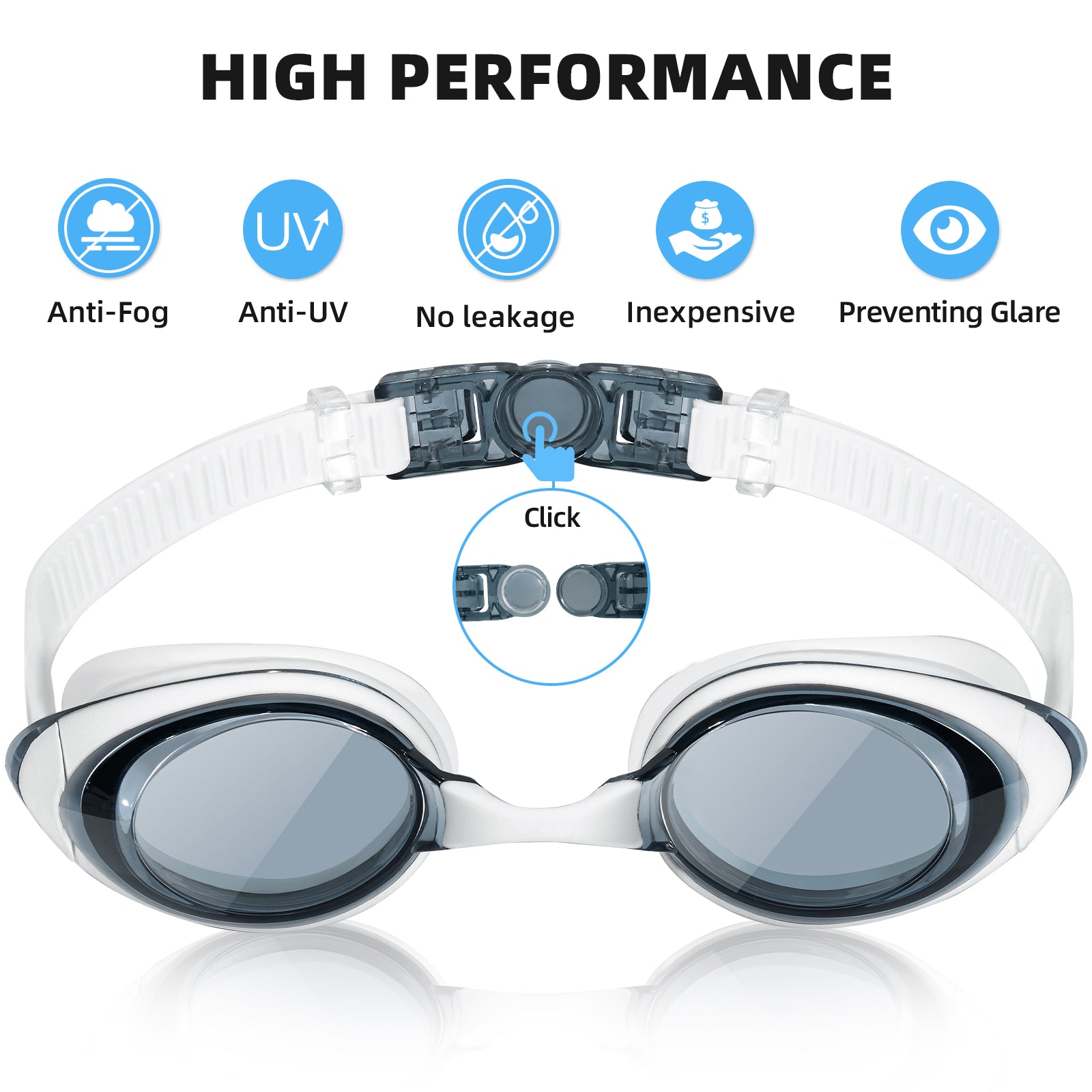 EverSport Swim Goggle for Adult Youth Swimming Goggles Anti-Fog No Leak Water Pool Glasses with 3 Nose Pieces