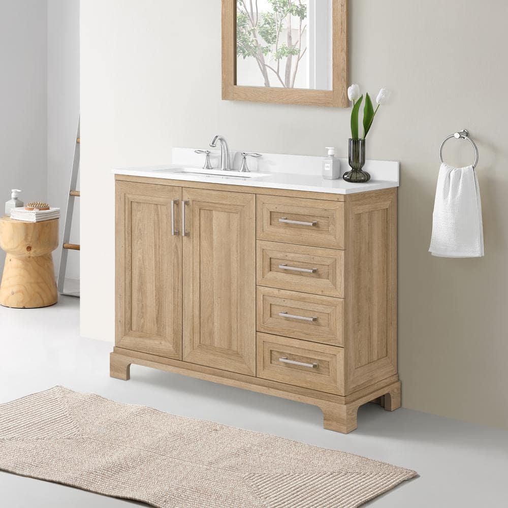 Glacier Bay Sinita 42 in W x 19 in D 3450 in H Bath Vanity in Natural Oak with White Cultured Marble Top