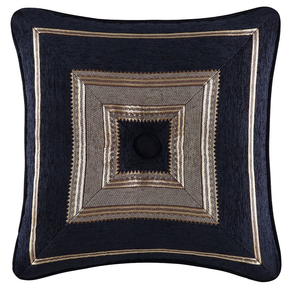 Five Queens Court Brooke Black 18 Square Decorative Throw Pillow