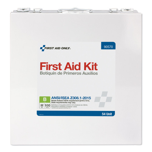 First Aid Only Unitized ANSI 2015 Compliant Class B Type III First Aid Kit for 100 People， 217 Pieces， Metal Case (90570)