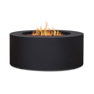 Real Flame Aegean 36 in. W X 15 in. H Round Powder Coated Steel Liquid Propane Fire Pit in Black with NG Conversion Kit C9815LP-BLK