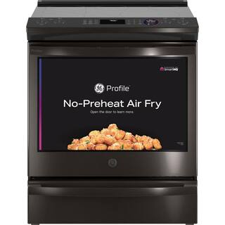 GE Profile 30 in. 5.3 cu. ft. Slide-In Electric Range in Black Stainless with True Convection Air Fry Cooking PSS93BPTS