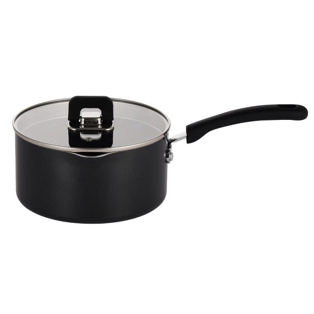 Nutrichef Saucepan Pot W Lid non stick Stylish Kitchen Cookware W Foldable Knob 3 1 Quart black