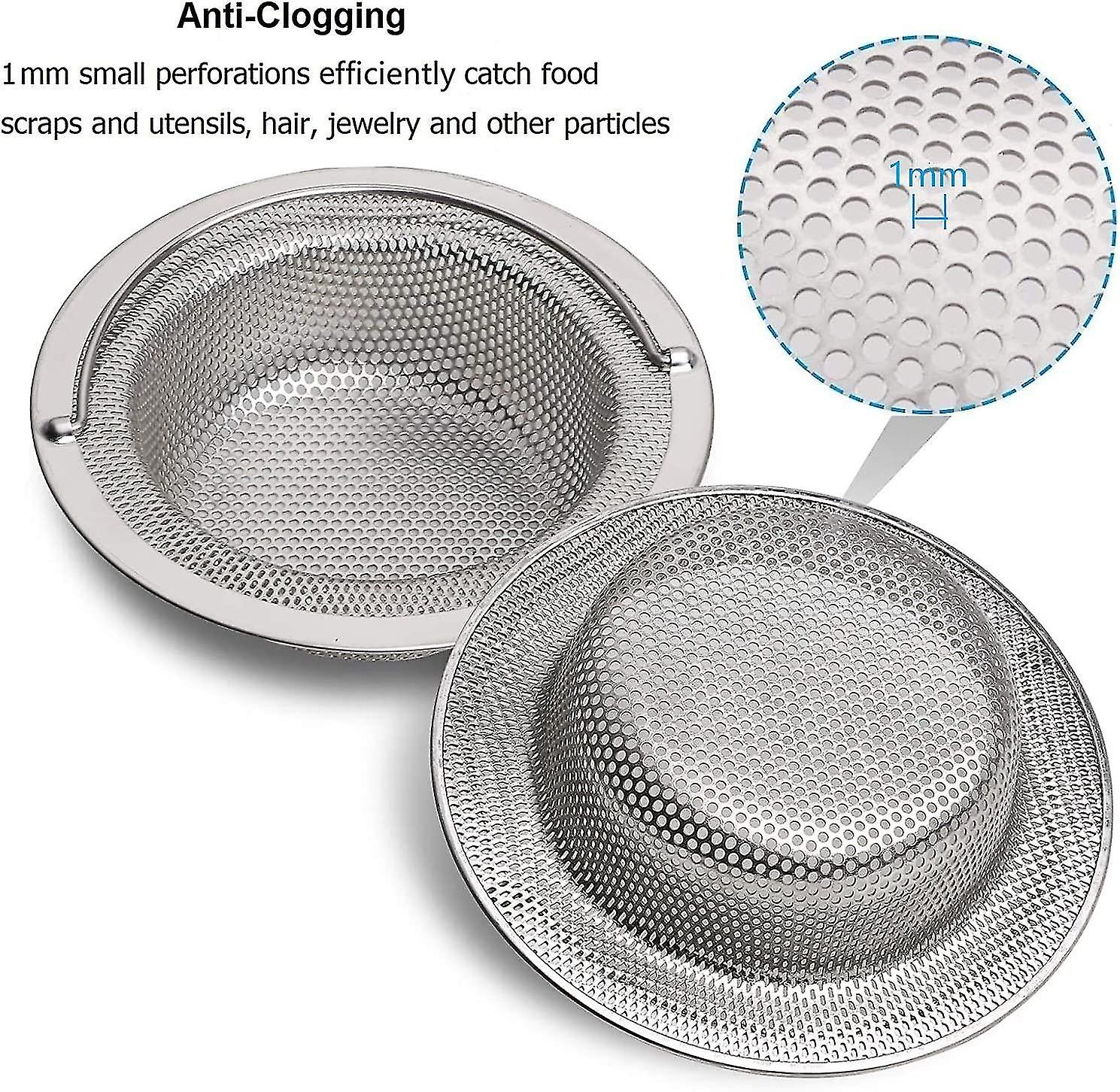 Other Sink Accessory 2 Kitchen Sink Strainers Stainless Steel Sink Strainer With Handle 11cm (110mm) Handle， 1mm High Density Micro-perforation， Silve