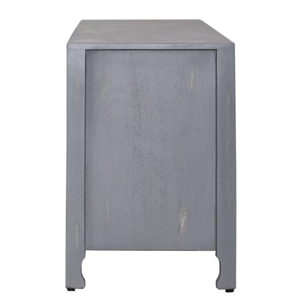 Marisol Weathered Soft Wash Gray 65 Inch 3 Door Accent TV Stand - 65 inches in width