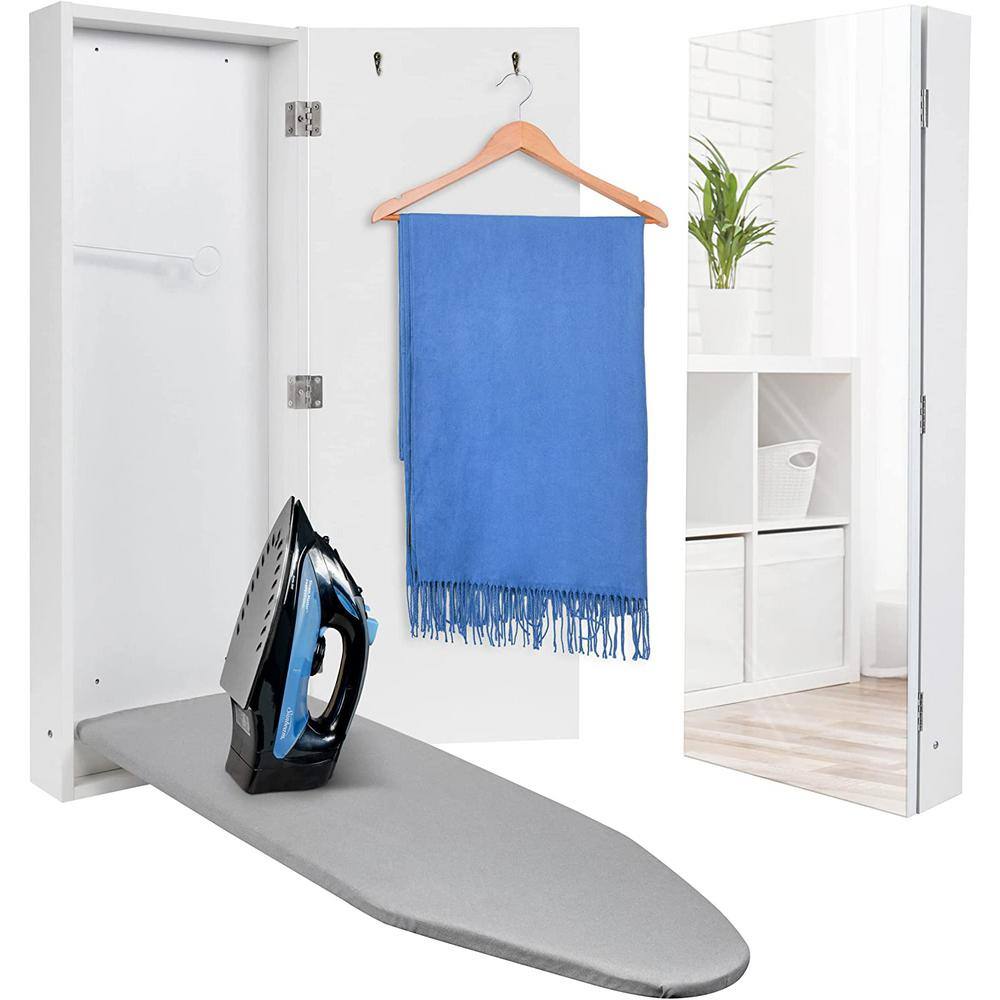 Ivation Wall Mounted Ironing Board Cabinet with Mirror Foldable Ironing Storage Station IVAIBCWFM