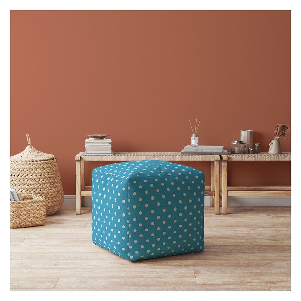 Joita Indoor Retro Polka Square Zipper Pouf Cover Only 17\