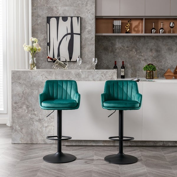 2Pcs Adjustable Barstools with Back and Footrest， Kitchen Counter Height Bar Chairs