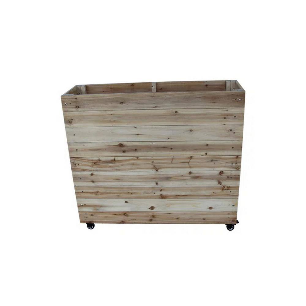 Ejoy 40 in. x 12 in. x 36 in. Solid Wood Mobile Planter Barrier in Unfinished Wood Color SolidWoodPlanter_40x36x12