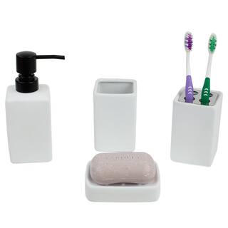 Home Basics Loft 4-Piece Ceramic Bath Accessory Set in Off White HDC51466