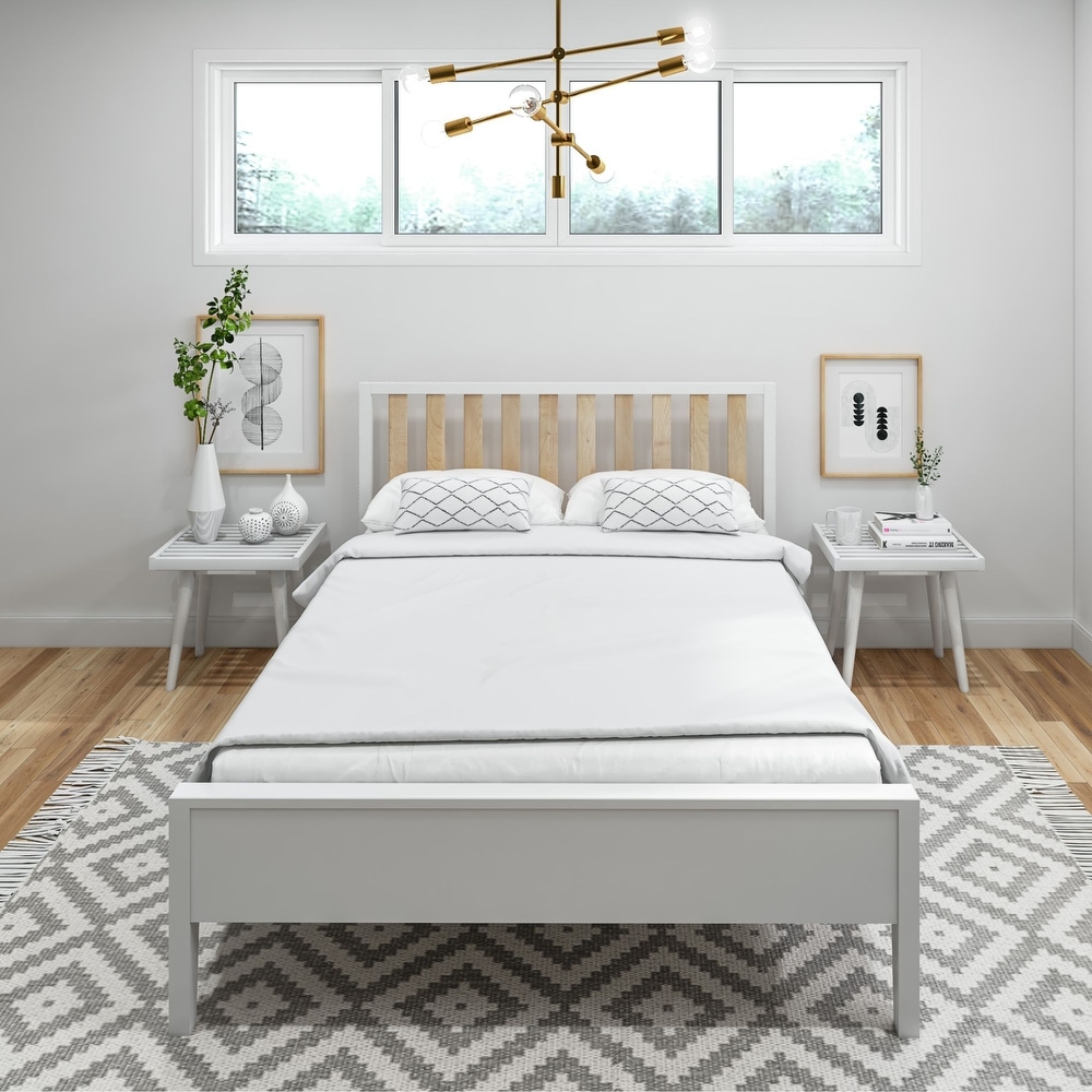 Plank and Beam Modern Full Size Bed with Slatted Headboard