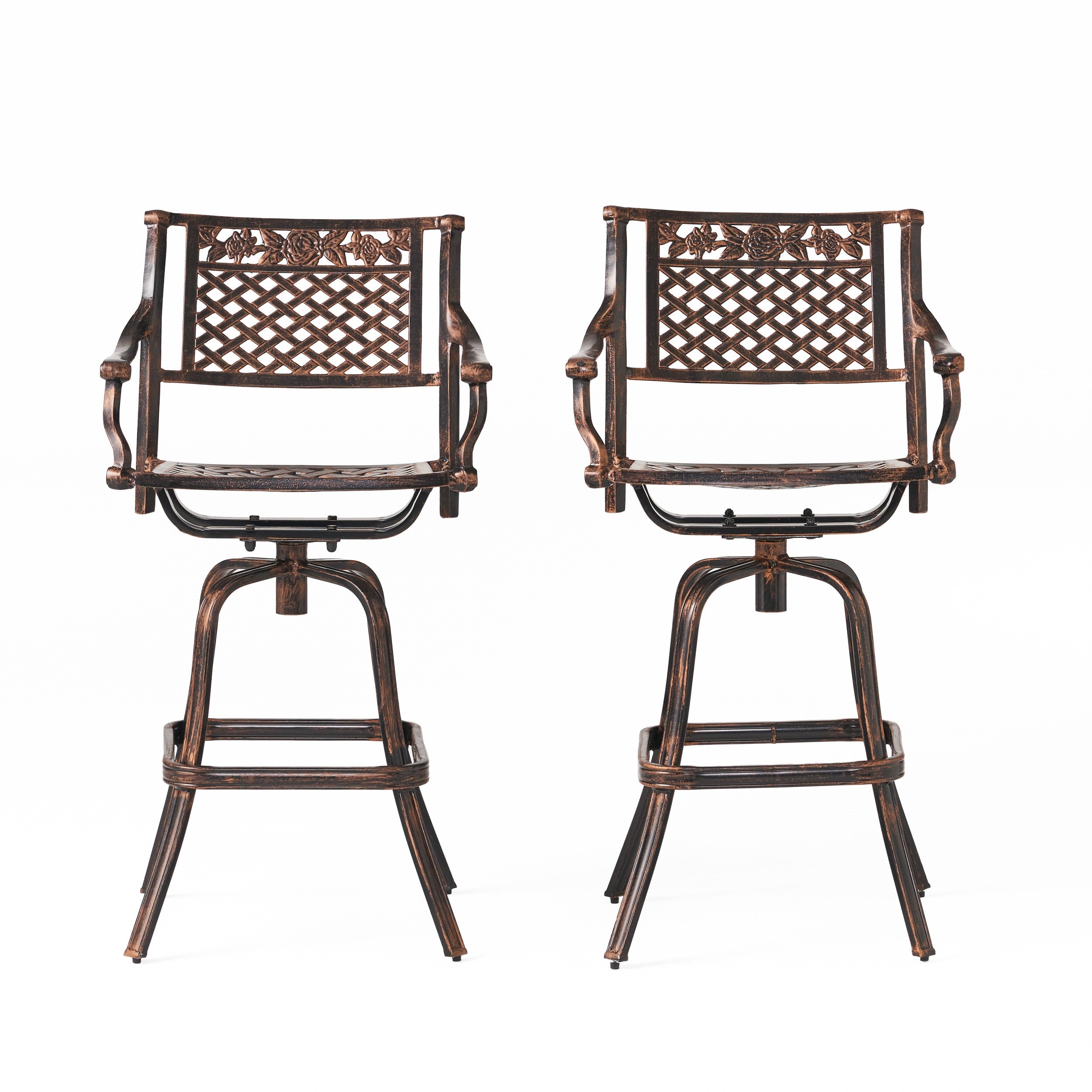 Sierra 30-Inch Outdoor Cast Aluminum Swivel Bar Stools (Set of 2)