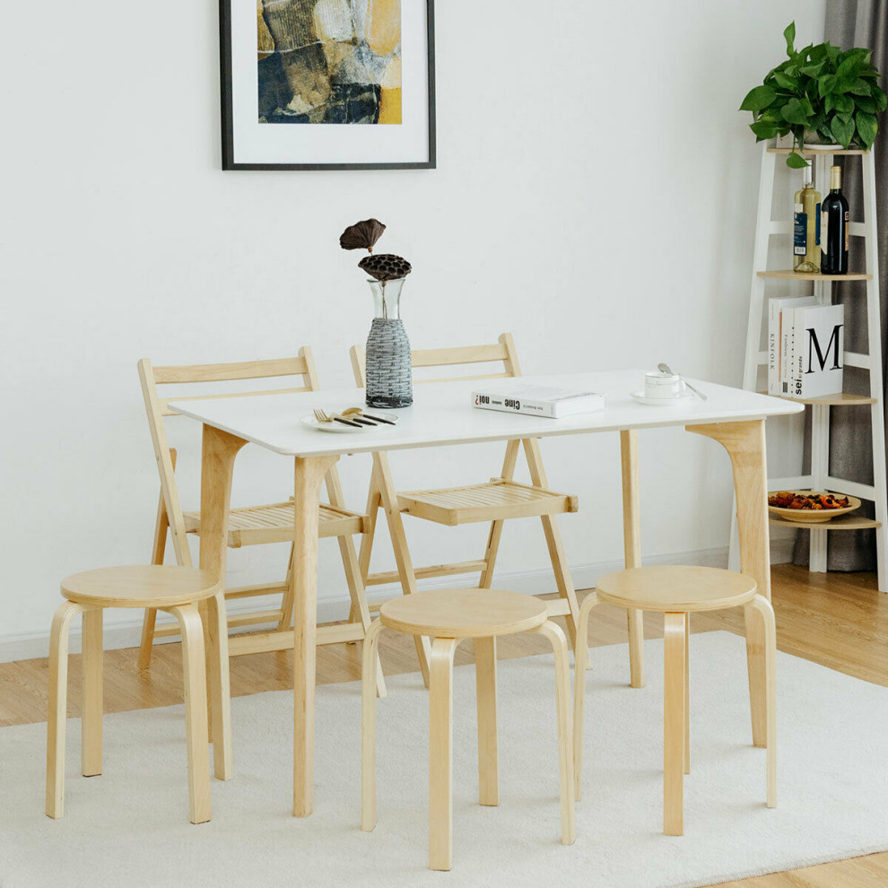 Costway Set of 4 17 inch Bentwood Stools Stacking Home Room Furniture Decor   Scandinavian   Dining Chairs   by Homesquare  Houzz