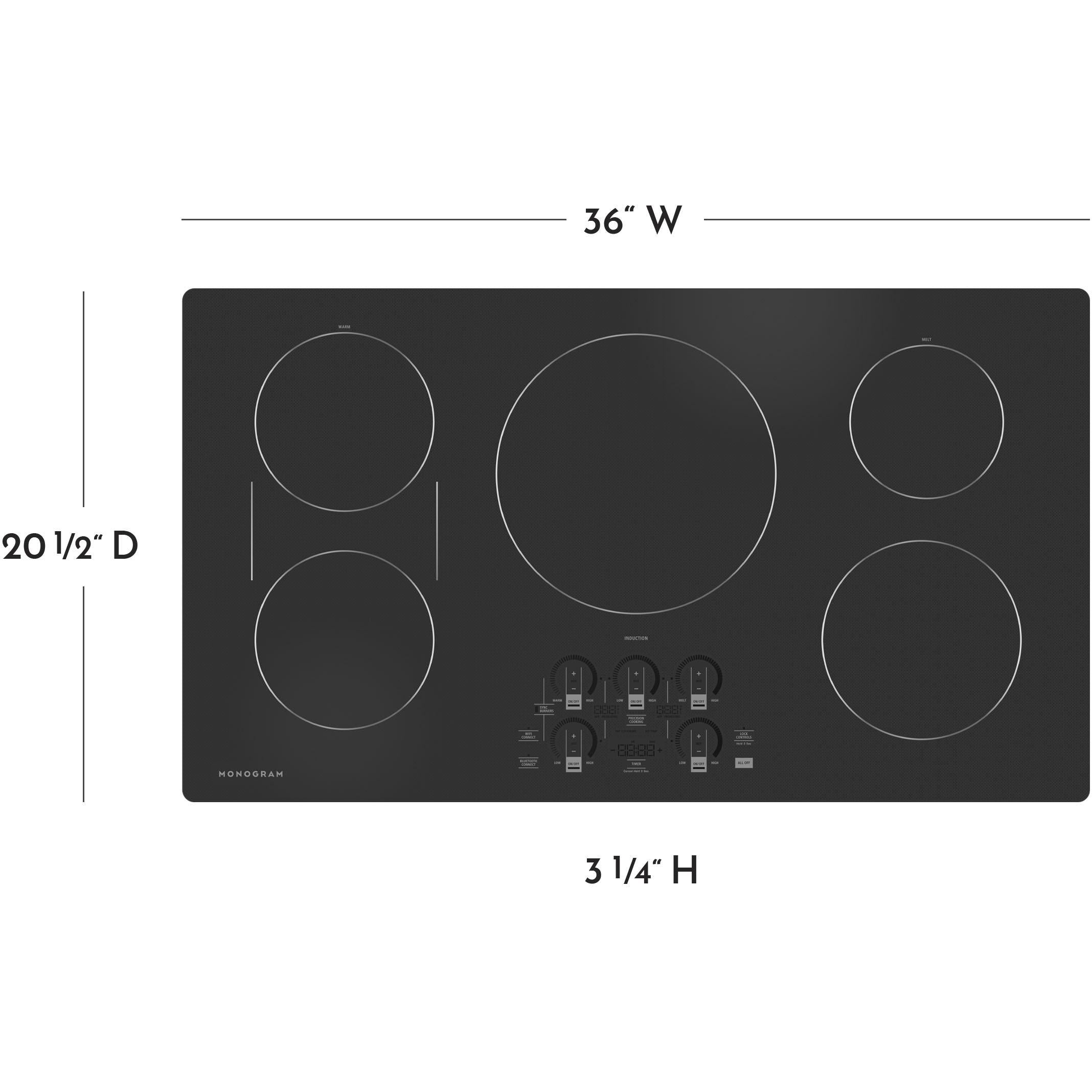 Monogram 36-inch Built-in Induction Cooktop with Wi-Fi Connect ZHU36RDTBB