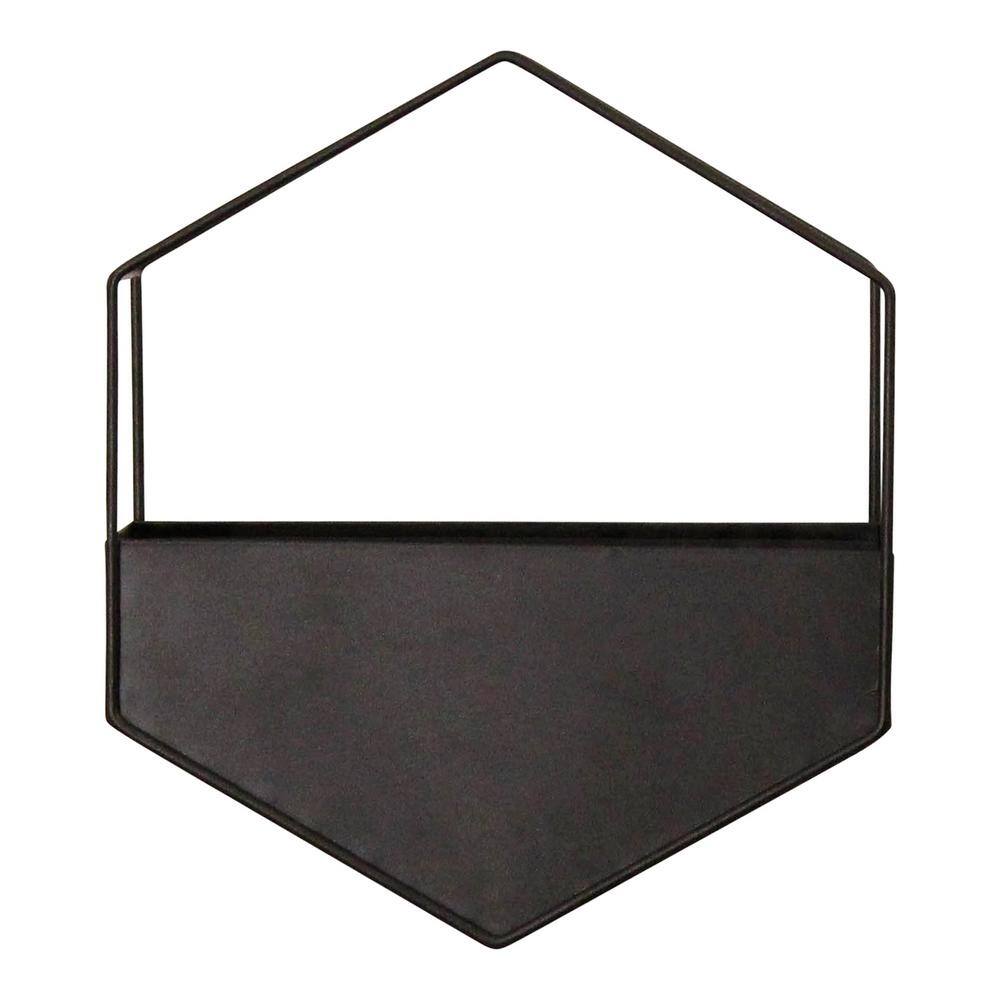 Stratton Home Decor Black Metal Wall Planter S23736