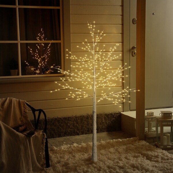 Lighted Twig Birch Tree with Fairy Lights 6ft Birch Tree 440LED Warm 8 Lighting Modes Artificial Plant (Plugin)