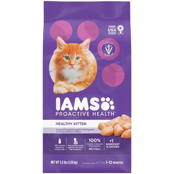 IAMS ProActive Healthy Kitten Dry Cat Food with Chicken Cat Kibble， 3.5 lb. Bag