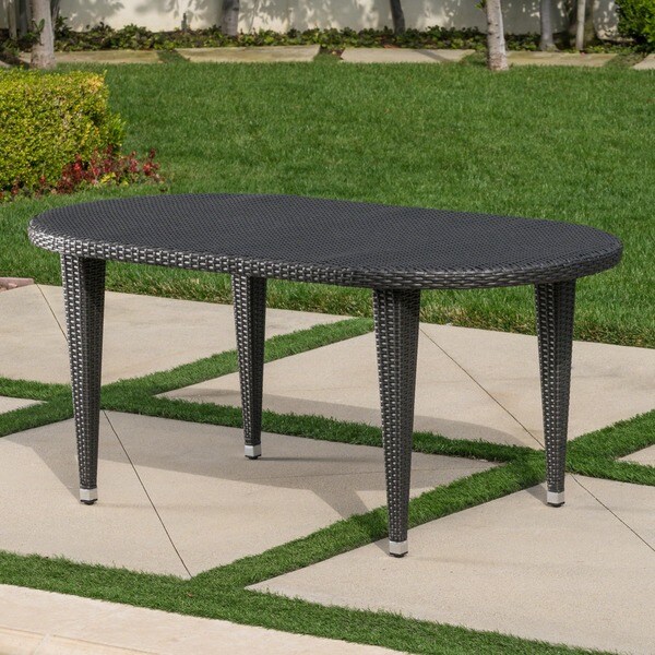 Dominica Outdoor Oval Wicker 69inch Wicker Dining Table by Christopher Knight Home