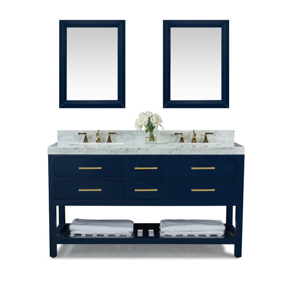 Elizabeth Heritage Blue White 60-Inch Vanity Console with Mirror