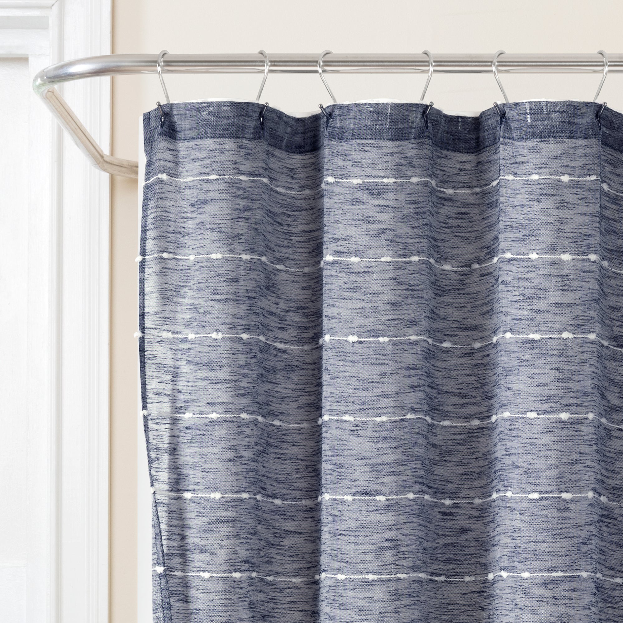 Farmhouse Textured Sheer With Peva Lining Shower Curtain Set