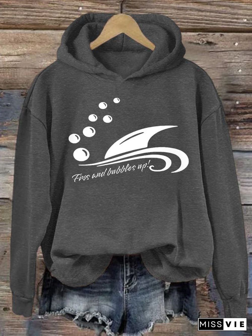 Women's Fins And Bubbles Up Jimmy Print Hoodie